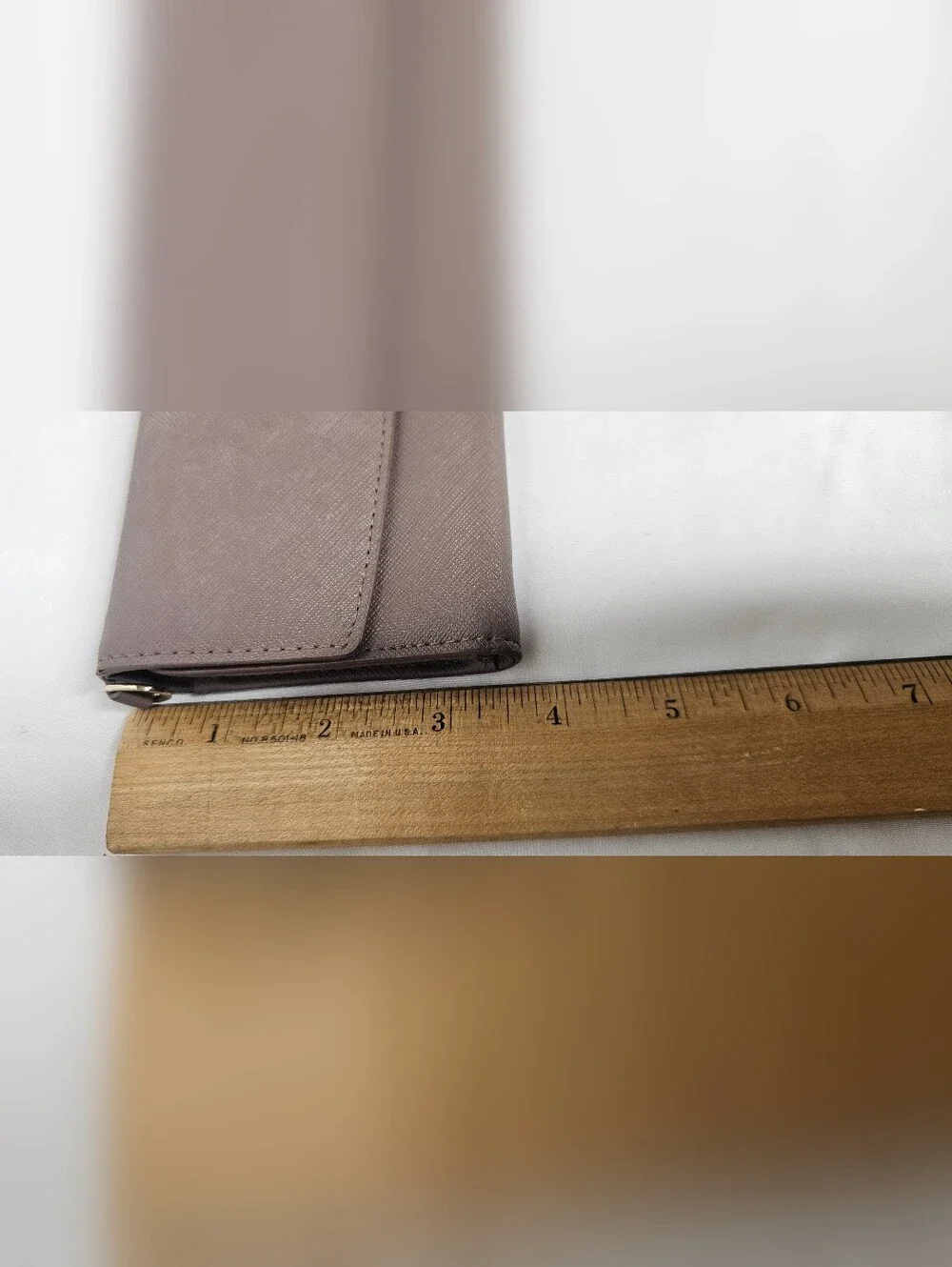 Kate Spade New York Saffiano Leather Trifold Wallet Mauve Taupe NO STRAP